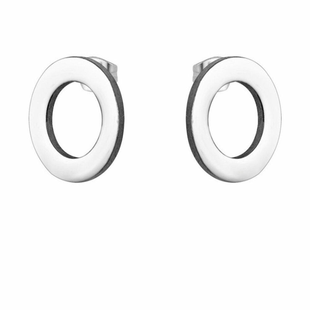 Minimalist circle hypoallergenic stud earrings - Picture 2 of 3